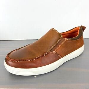 Jivana Milan Slip On Loafers Men Size 8 Brown British Tan Leather Comfort Shoes